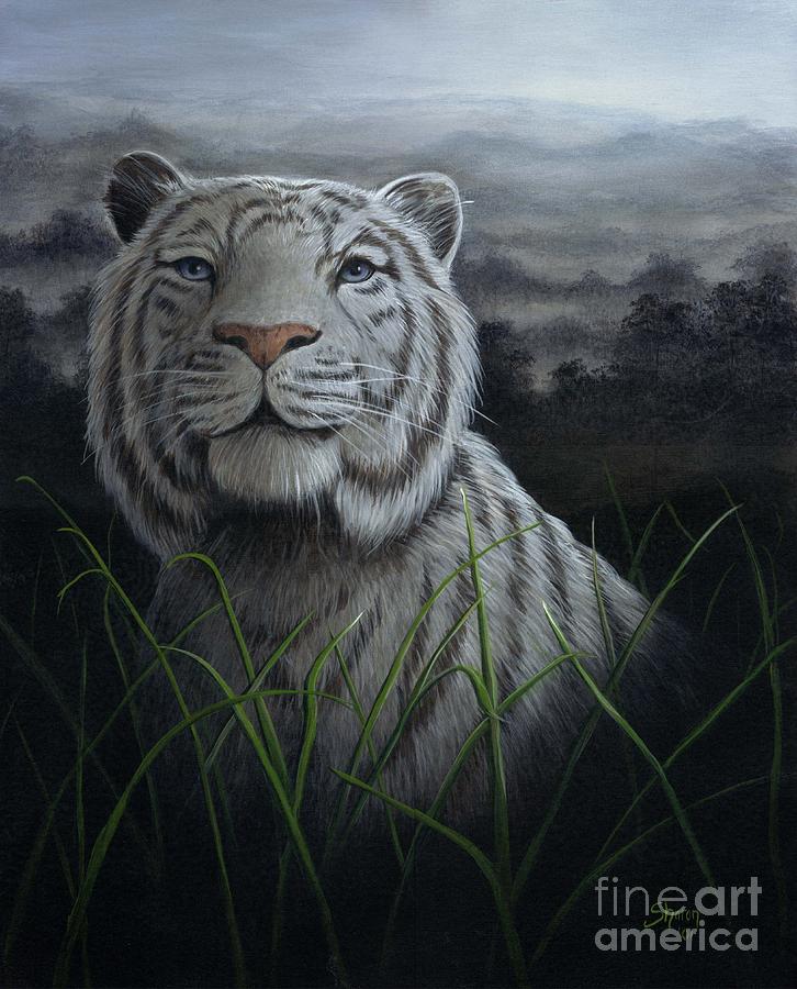 White Tiger Painting by Sharon Molinaro