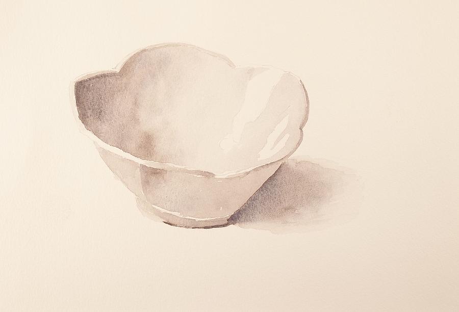 White tulip bowl Painting by Walt Maes