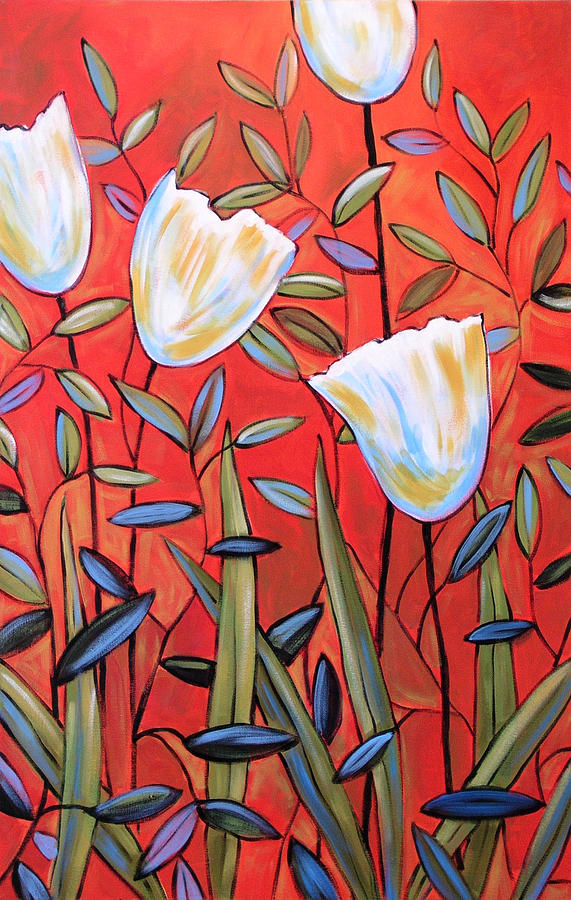 White Tulips Painting by Amy Giacomelli