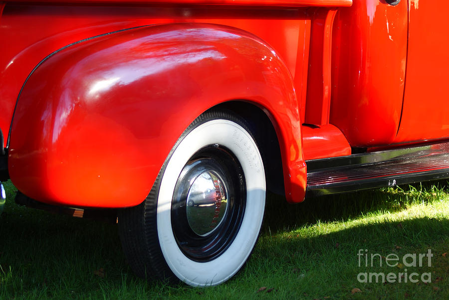 White Walls and Red Pickup Truck Photograph by Margie Avellino