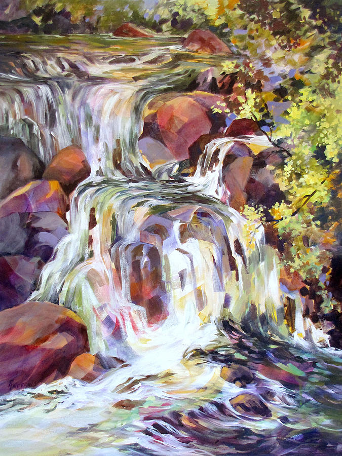 White Water Tumble Painting by Rae Andrews