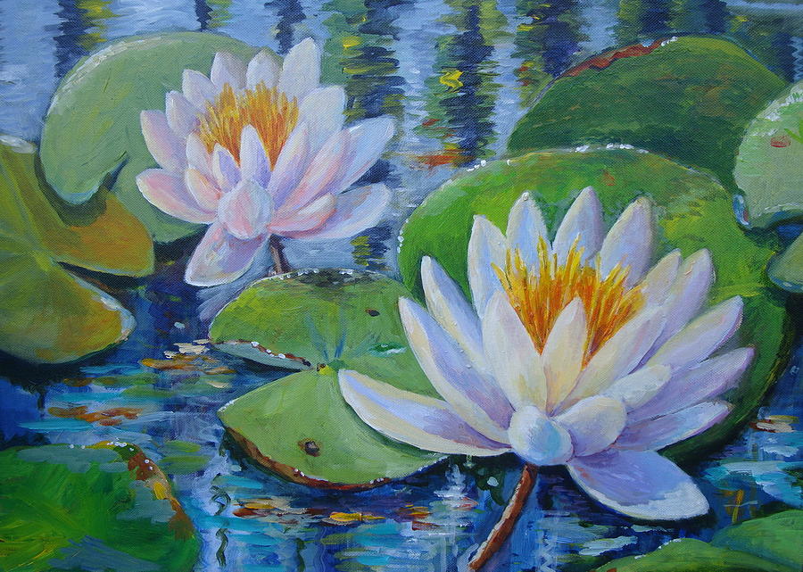 White Waterlilies Painting By Mary Weir - Fine Art America