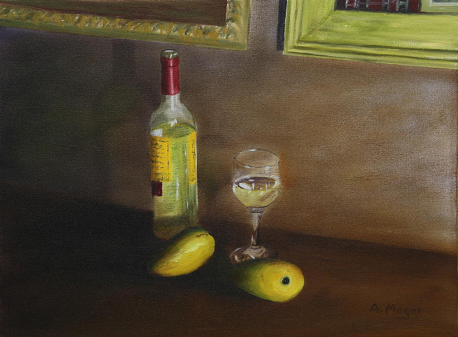 White Wine and Mangoes Painting by Alan Mager