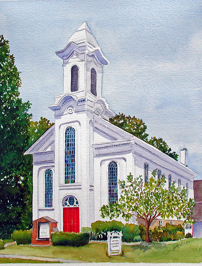 Whitehouse United Methodist Church Painting by Judy Mercer