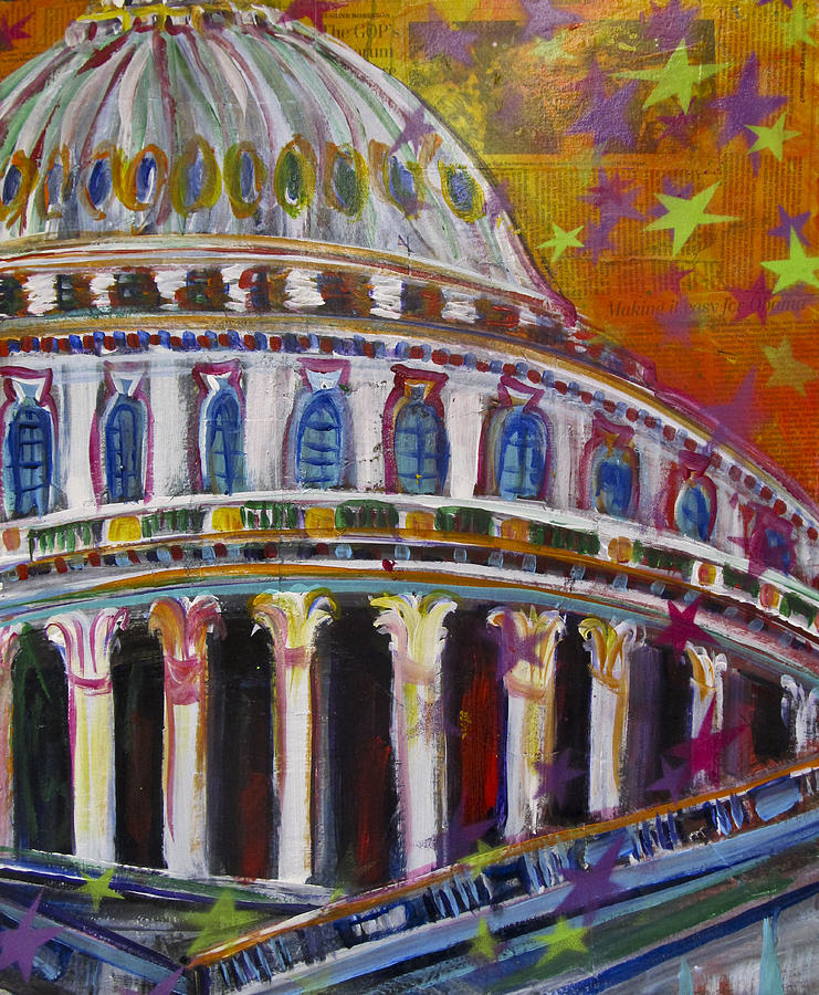 Capitol Building Mixed Media - Who Will Grab the Seats by MG Stout