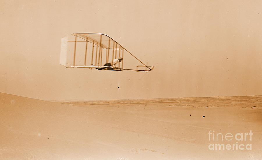 Wilbur Wright Gliding with Single Rudder Photograph by Padre Art
