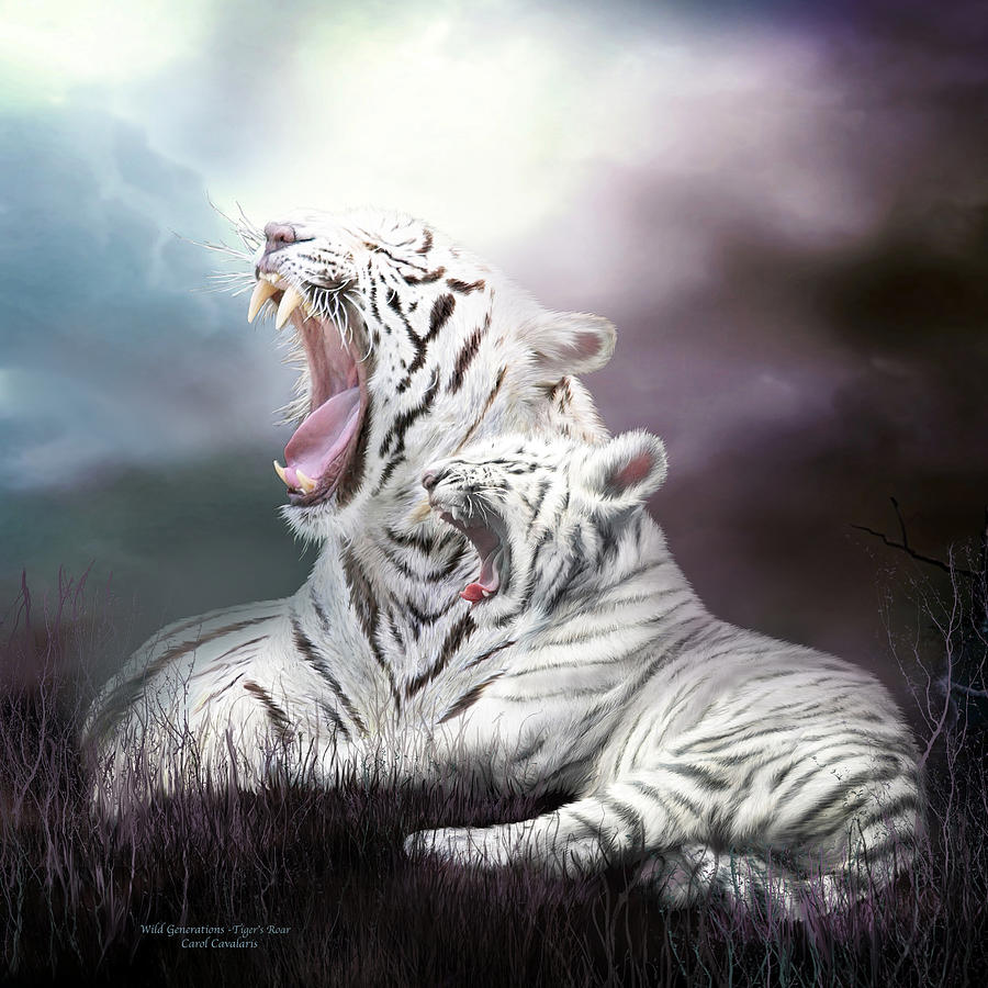 Wild Generations - Tigers Roar Mixed Media by Carol Cavalaris