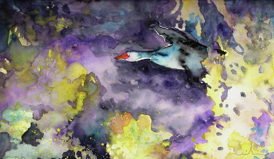 Wild Goose Flying By 01 Painting by Miki De Goodaboom