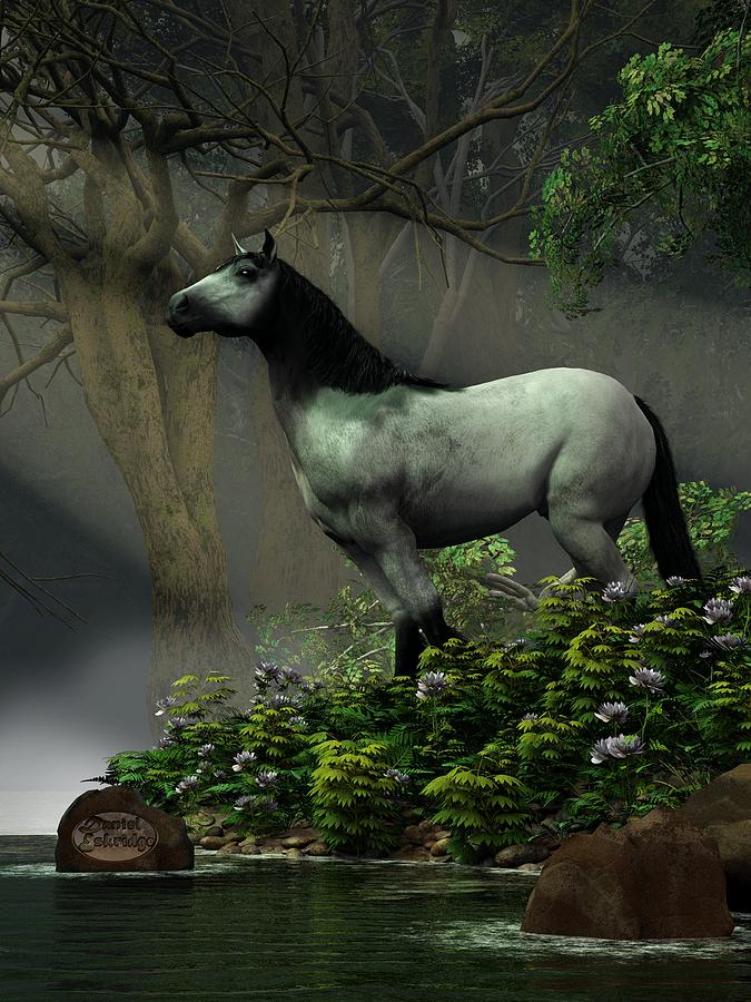 Wild Horse in the Forest Digital Art by Daniel Eskridge