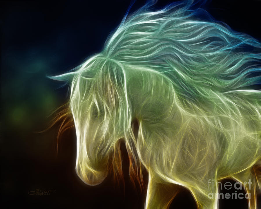 Abstract Digital Art - Wild Horse by Jutta Maria Pusl