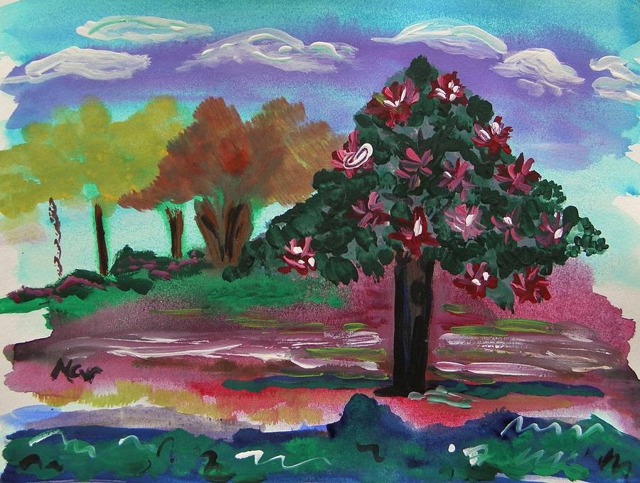 Wild Mimosa Tree Painting by Mary Carol Williams