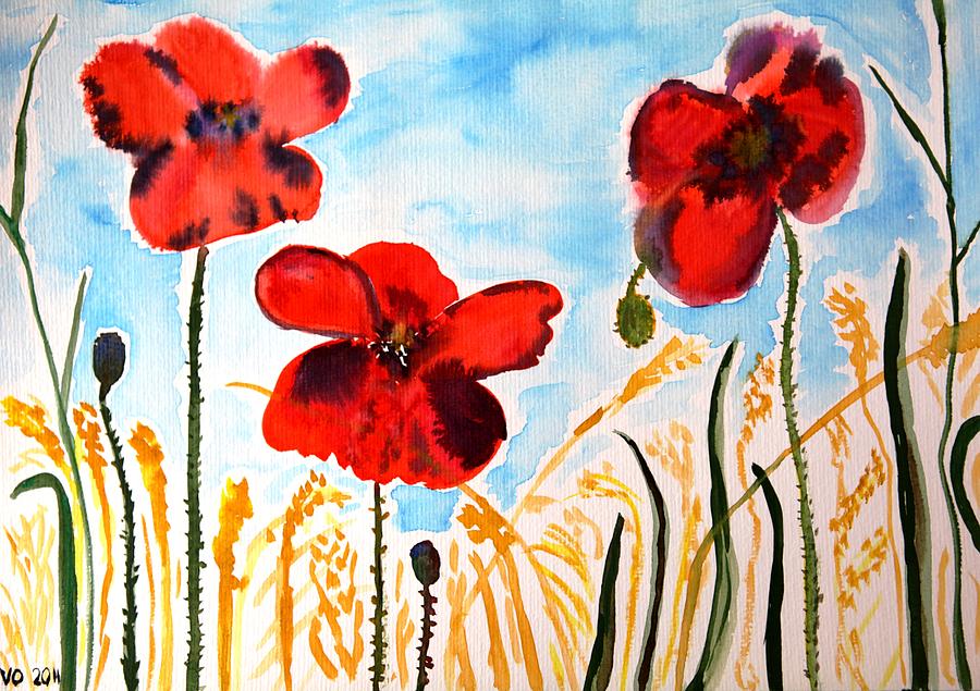 Wild Poppies Painting by Valerie Ornstein
