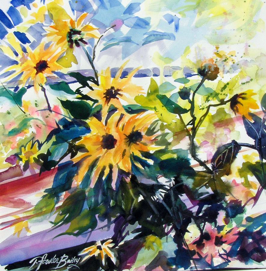 Wild Sunflower Jewels Painting by Tf Bailey