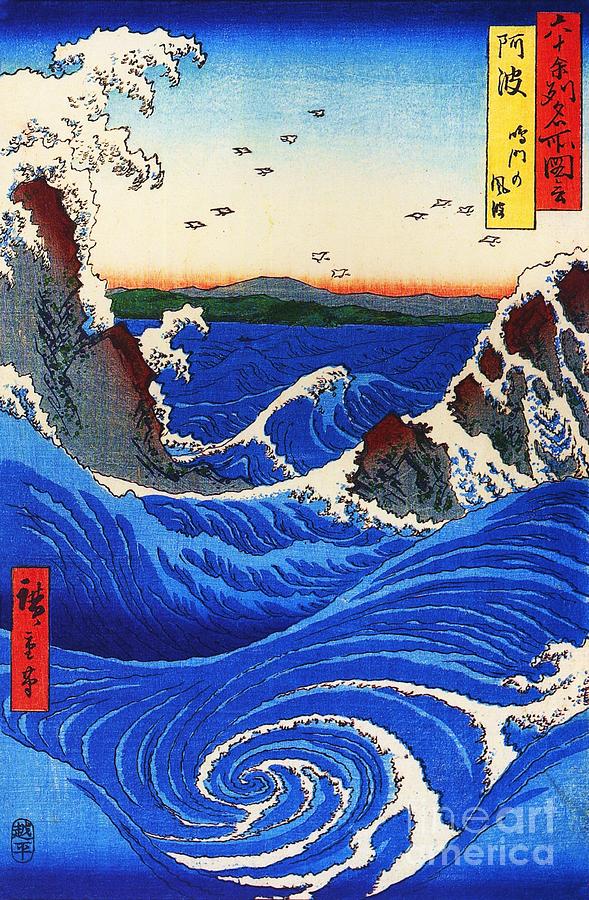 Hiroshige Painting - Wild Waves on Rocks by Thea Recuerdo