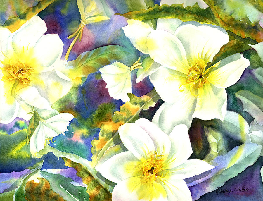 Wildflowers Dune Evening Primrose Painting by Kathleen McGee