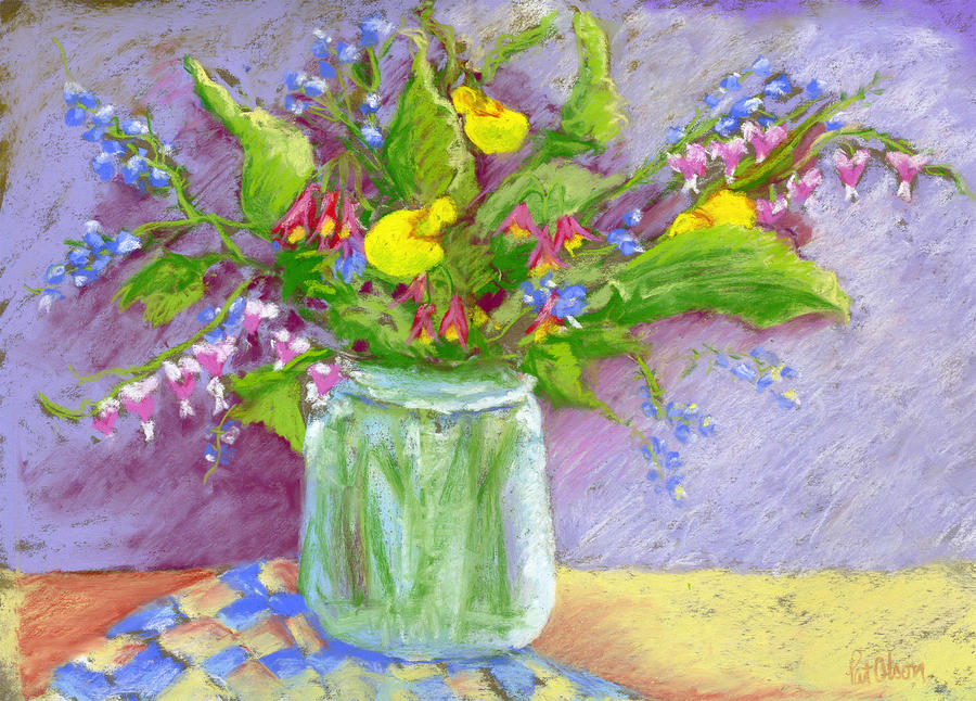 Flower Pastel - Wildflowers in jar by Pat Olson