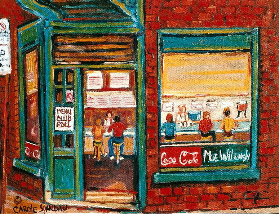 Montreal Painting - Wilensky Lunch Counter Sandwich Shop Montreal City Scene by Carole Spandau