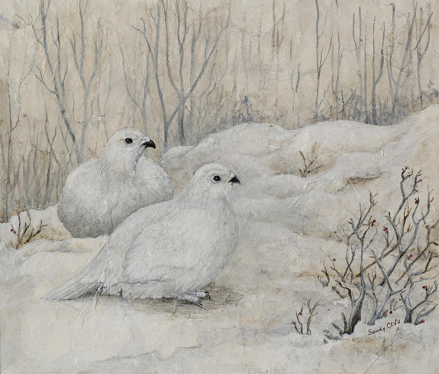 Willow Ptarmigans Painting by Sandy Clift