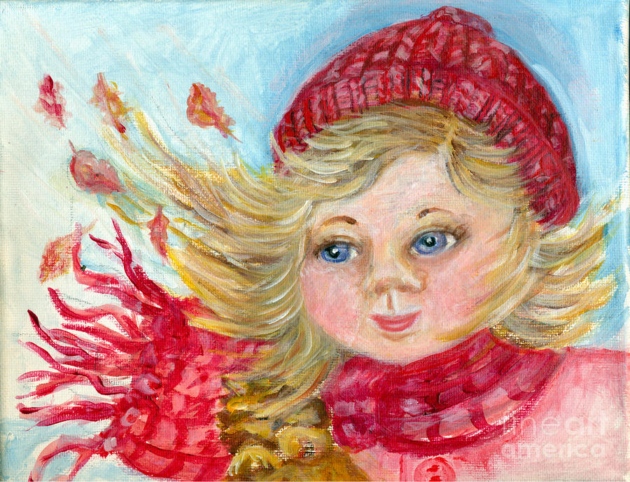 Wind Blown Girl Painting by Patricia Halstead