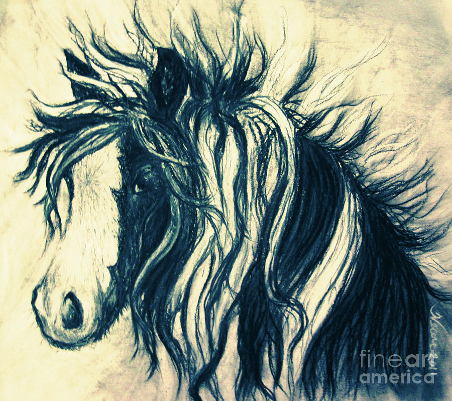 Horse Mixed Media - Wind Horse version five by Teresa Vecere
