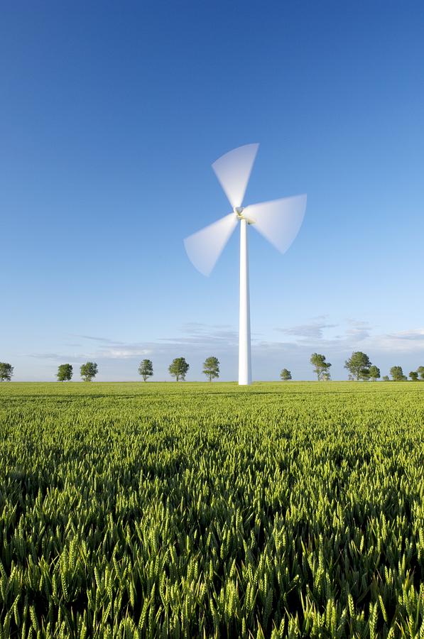 Farm Photograph - Wind Turbine In Wheat Field by Jeremy Walker