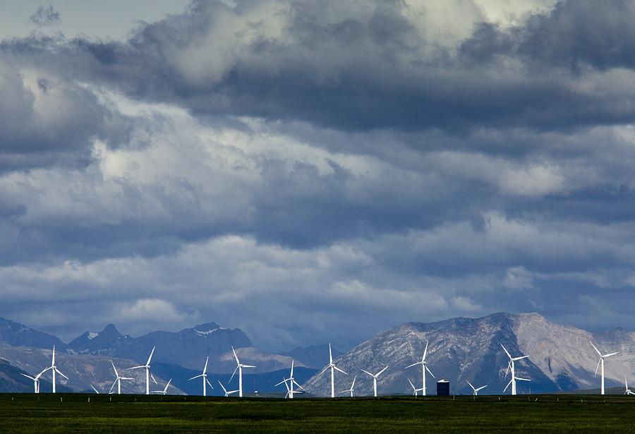 Mountain Photograph - Wind Turbines At Pincher Creek by Bob Gibbons