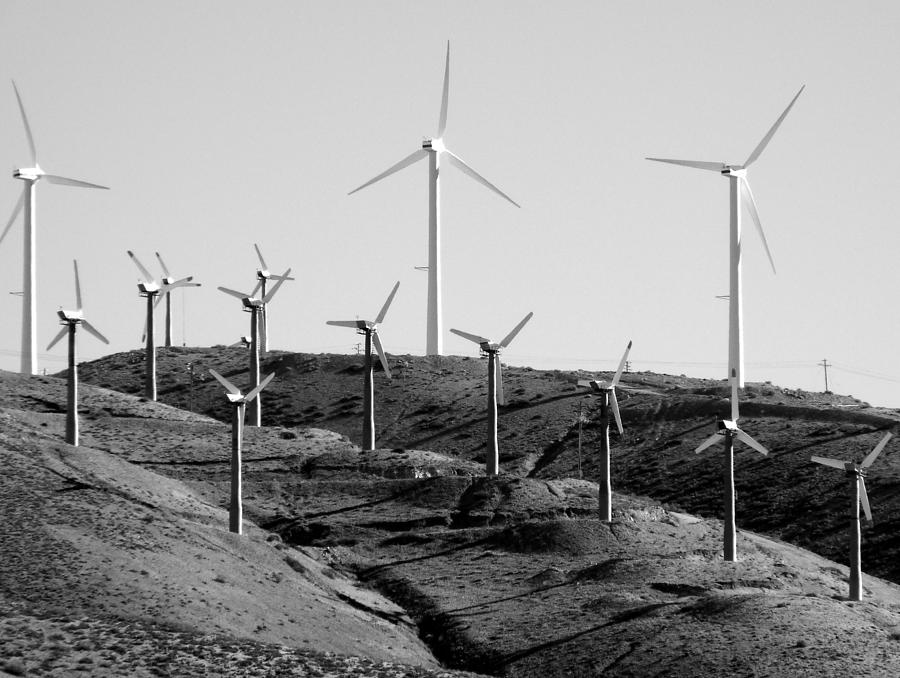 Wind Turbines Black and White Photograph by Jeff Lowe