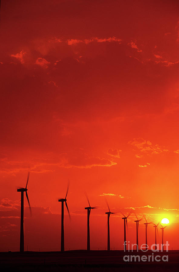 Sunset Photograph - Wind Turbines by Bob Christopher
