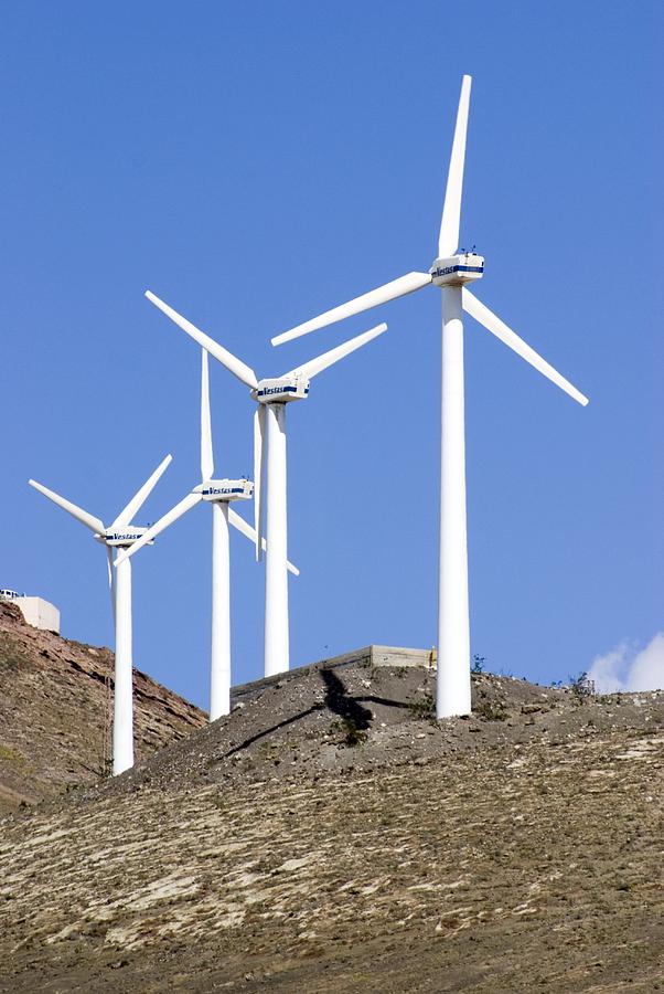 Machine Photograph - Wind Turbines, Lanzarote by Mark Williamson