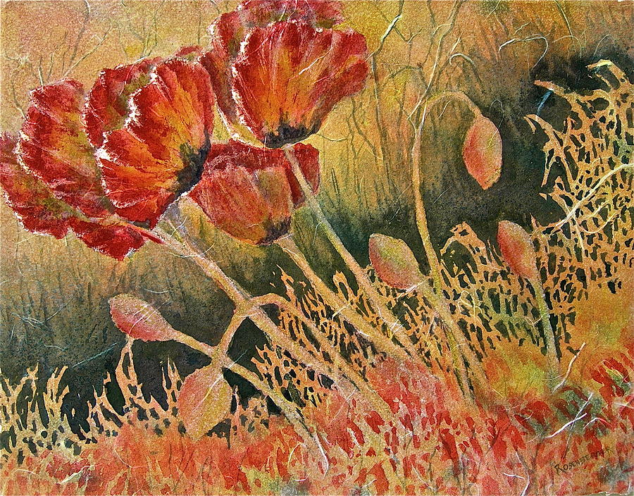 Poppy Painting - Windblown Poppies by Carolyn Rosenberger
