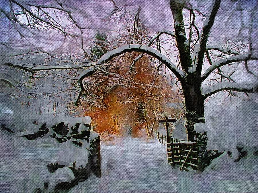 Winter Digital Art - Winding Path by Amanda Moore