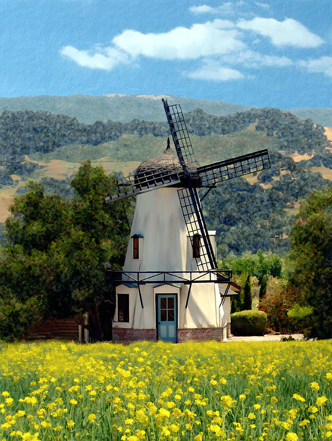 Windmill at Mission Meadows Solvang Photograph by Kurt Van Wagner