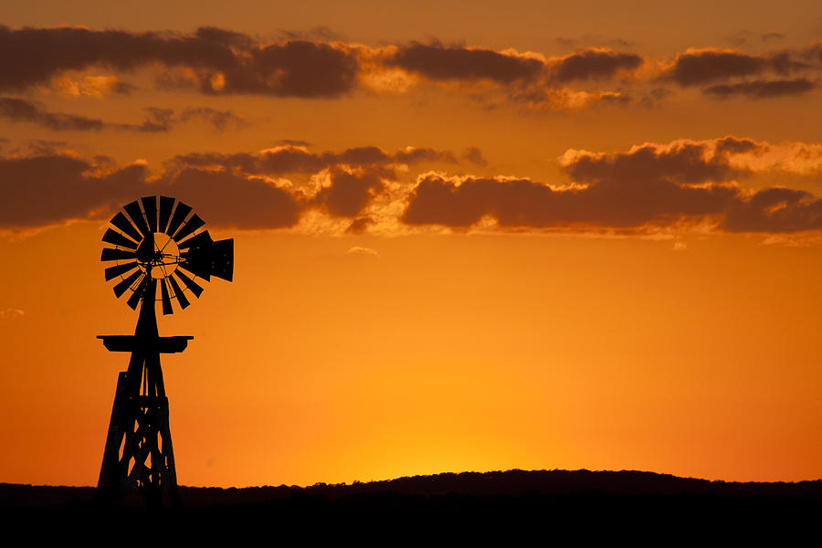 Sunset Photograph - Windmill Silhouette 3 by Paul Huchton