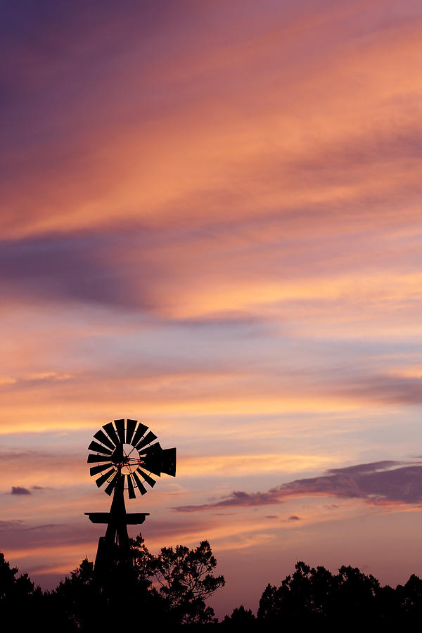 Sunset Photograph - Windmill Sunset 5 by Paul Huchton