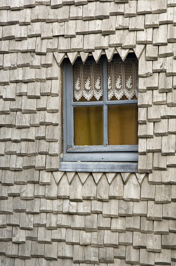 Window In A Wood Covered Wall, Mont St Michel, Normandy, France ...