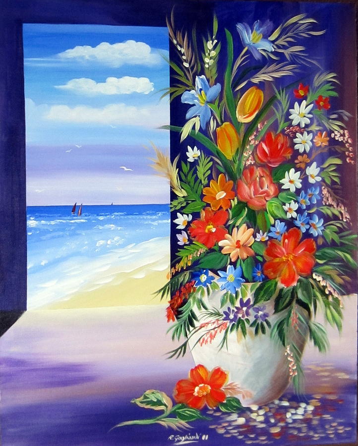 Window On The Beach Painting by Roberto Gagliardi