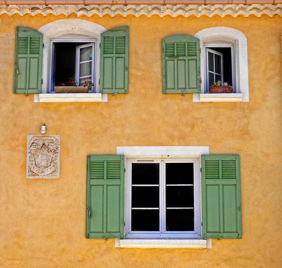 Window Trio Provence France Photograph by Dave Mills
