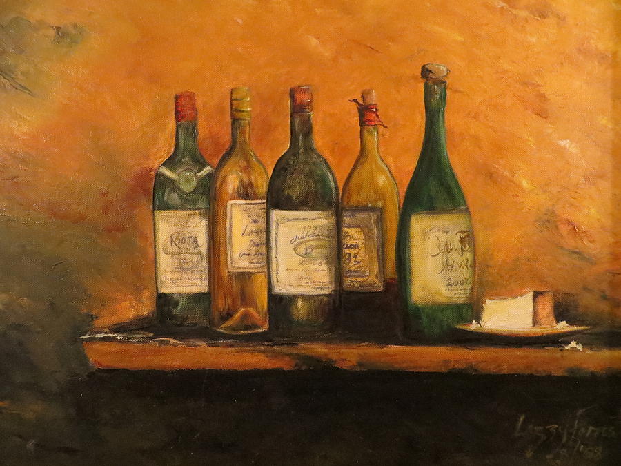 Wine And Cheese  Painting by Lizzy Forrester