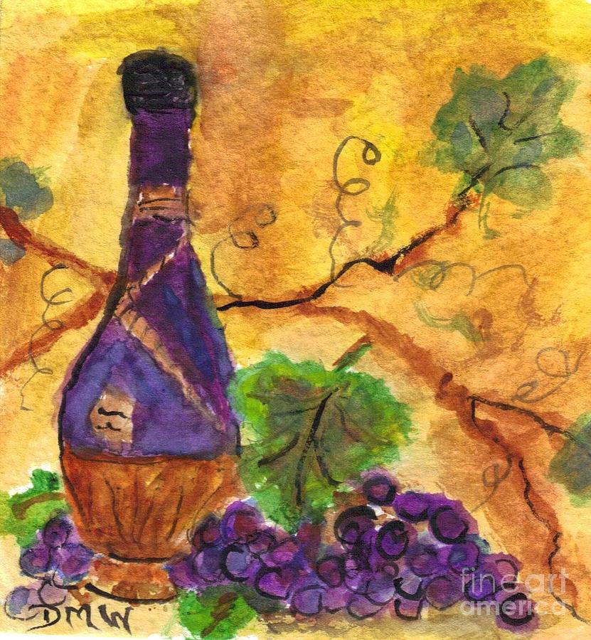 Grape Painting - Wine and Grapes by Debbie Wassmann