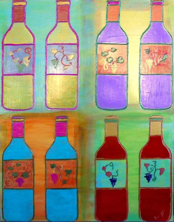 Wine Painting - Wine Bottles II by Char Swift