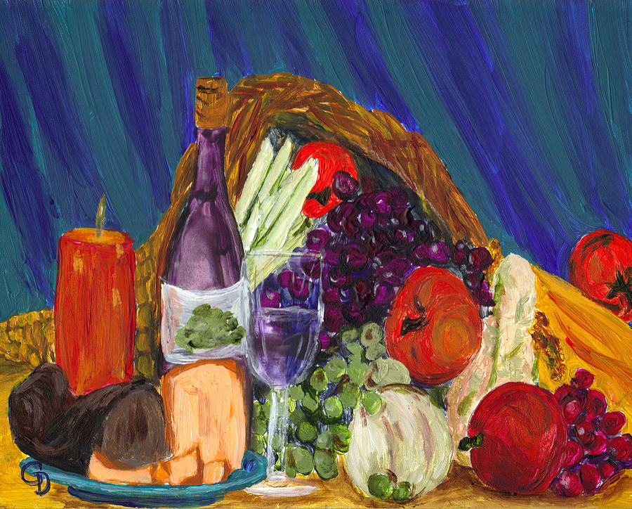 Wine Cornucopia Painting by Gail Daley