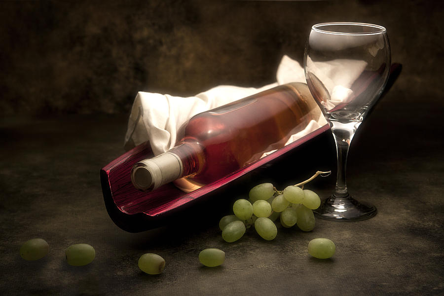 Wine with Grapes and Glass Still Life Photograph by Tom Mc Nemar