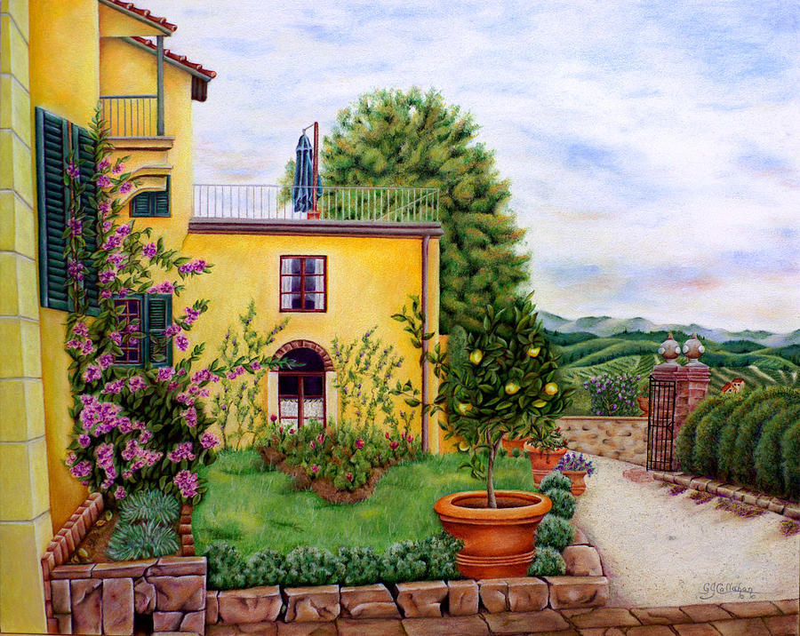 Landscape Drawing - Winery At Diavoli by Gloria Callahan