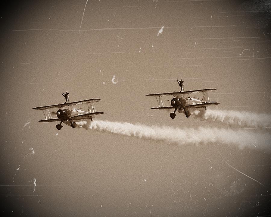 Vintage Photograph - Wing Walkers by Sharon Lisa Clarke