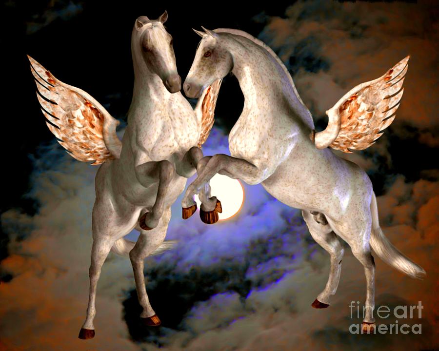 Winged Horses Of The Sky Digital Art by Smilin Eyes Treasures