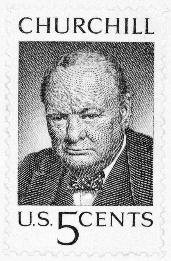 Winston Churchill Postage Stamp Drawing by Granger