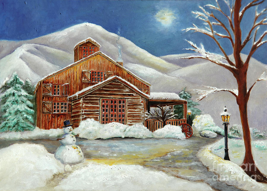 Winter at the Cabin Painting by Portraits By NC