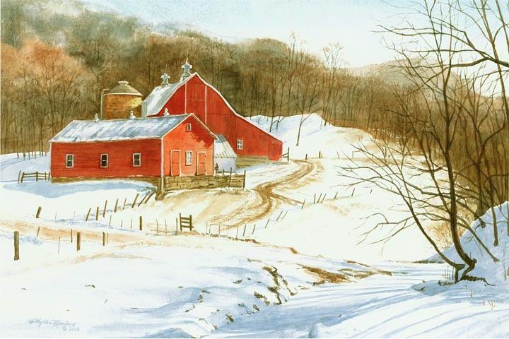 winter barn paintings