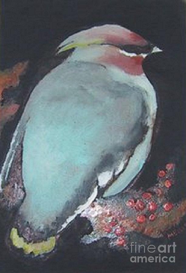 Winter bird Painting by Maria Elena Gonzalez