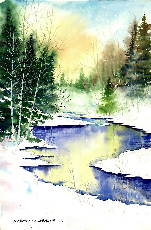 Winter Creek Painting by Steven W Schultz